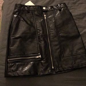 Patent Faux Leather Zip Skirt